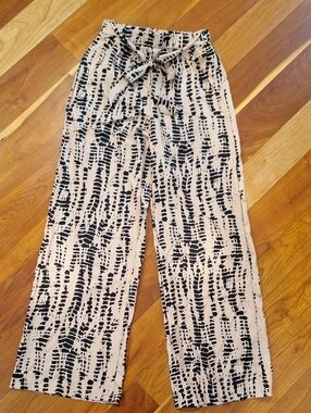 Shein Tall Women’s Black & White Drawstring Wide-Leg Pants New